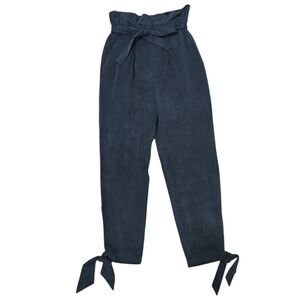 Reformation‎ Women’s High Rise Belted Tencel Paperbag Pants Black Size 2 Petite